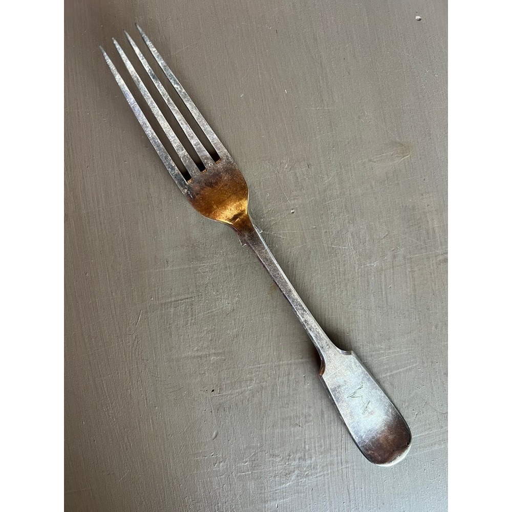 Mappin & Webb Dinner Fork 8.25" Silver Plate Fiddle Pattern Engraved Crest